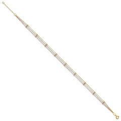 10k Tri-color 3-Strand Diamond-cut Beaded 9 inch Plus 1 inch Extender - Total 10 inch Anklet