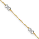 10K Two-tone Polished Infinity 5-Station 9 inch Plus 1 inch Extender - Total 10 inch Anklet
