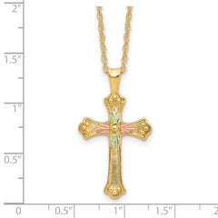 10k w/12K Accents Black Hills Gold Cross 18IN Necklace