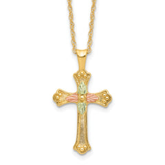 10k w/12K Accents Black Hills Gold Cross 18IN Necklace