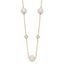 10K Polished CZ and 7-8mm FWC Pearl 7 Station Necklace