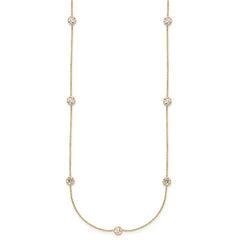 10K Polished CZ 7 Station Necklace