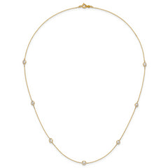 10K Polished CZ 7 Station Necklace