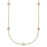 10K Polished CZ 7 Station Necklace