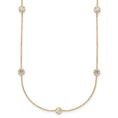 10K Polished CZ 7 Station Necklace
