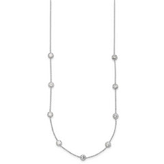 10K White Gold Polished CZ 9 Station Necklace