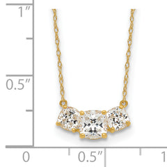 10K Polished 3-Stone CZ Necklace