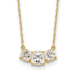 10K Polished 3-Stone CZ Necklace