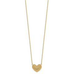 10k Polished Hollow 3D Heart 18in Necklace