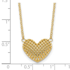 10k Polished Hollow 3D Heart 18in Necklace