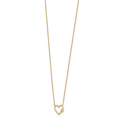 10K Polished CZ Heart Necklace