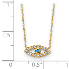 10K Polished CZ Evil Eye Necklace