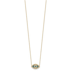 10K Polished CZ Evil Eye w/2 in ext Necklace