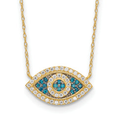 10K Polished CZ Evil Eye w/2 in ext Necklace