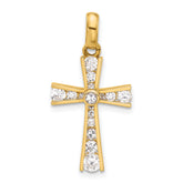 10K Polished CZ Latin Cross Pendant