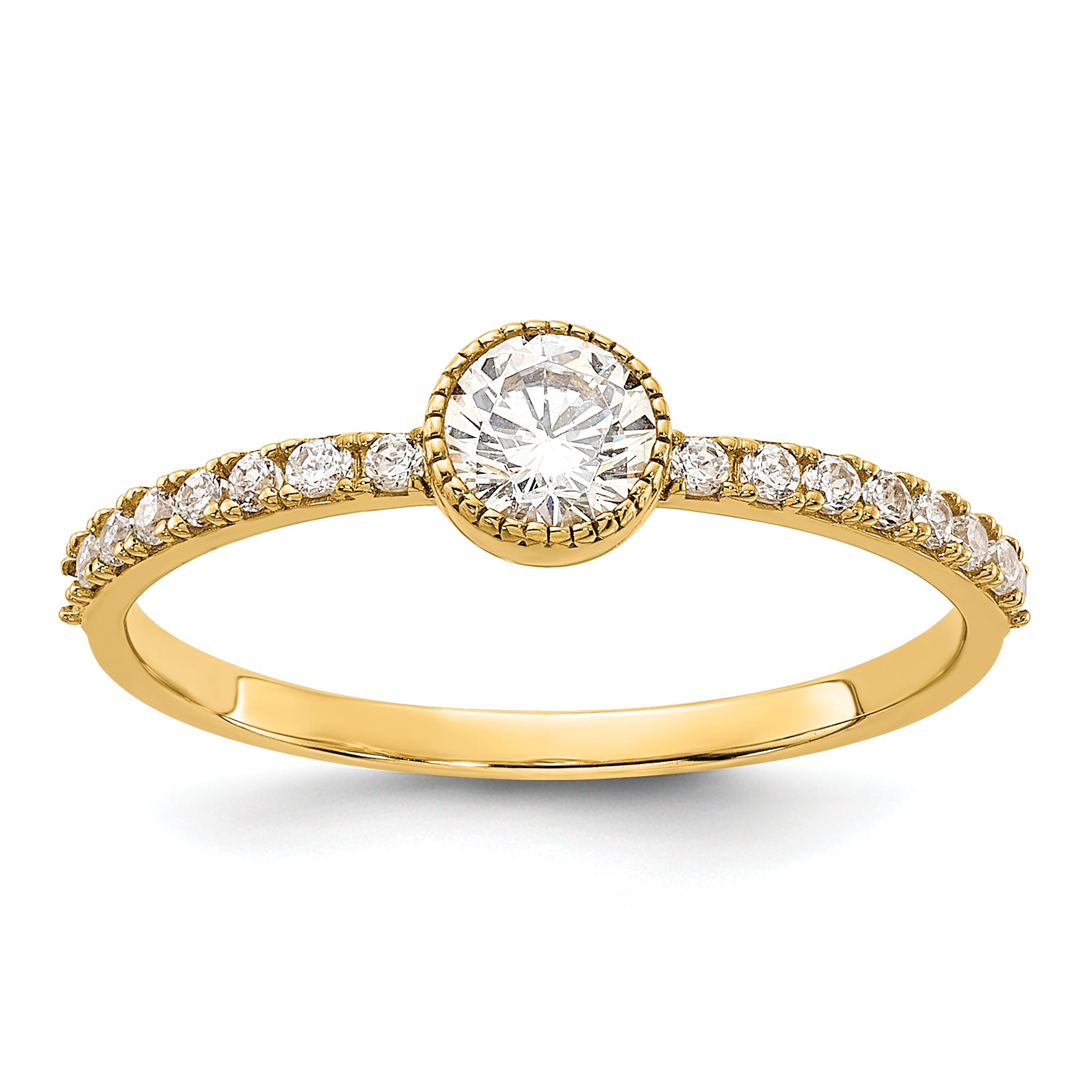 10K Polished Square CZ Solitaire Ring