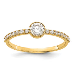 10K Polished Square CZ Solitaire Ring