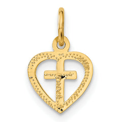 10k Cross in Heart Charm