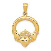 10k Polished Claddagh Pendant