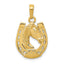 Horse Head in Horseshoe Pendant in 10K Yellow Gold, 20mm - Sophia Jewelers