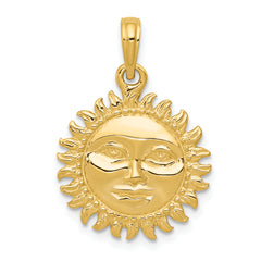 10k Solid Polished Reversible Sun Pendant
