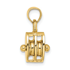 10K Polished 3-D Moveable Pulley Charm