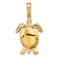 10k 3-D Moveable Turtle Pendant