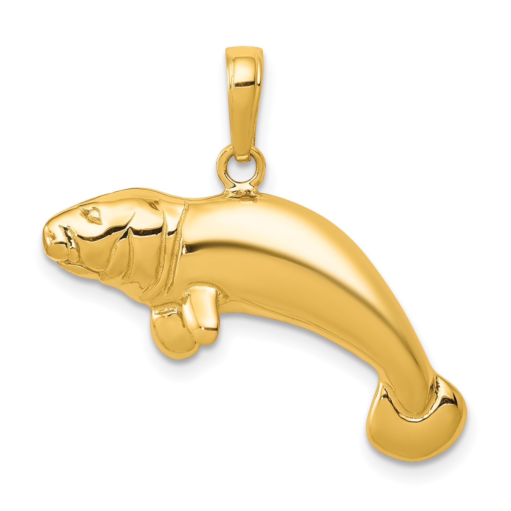 10K Solid Polished Manatee Pendant