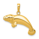 10K Solid Polished Manatee Pendant