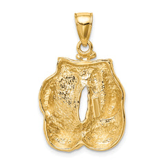 10K Solid Polished Open-Backed Boxing Gloves Pendant