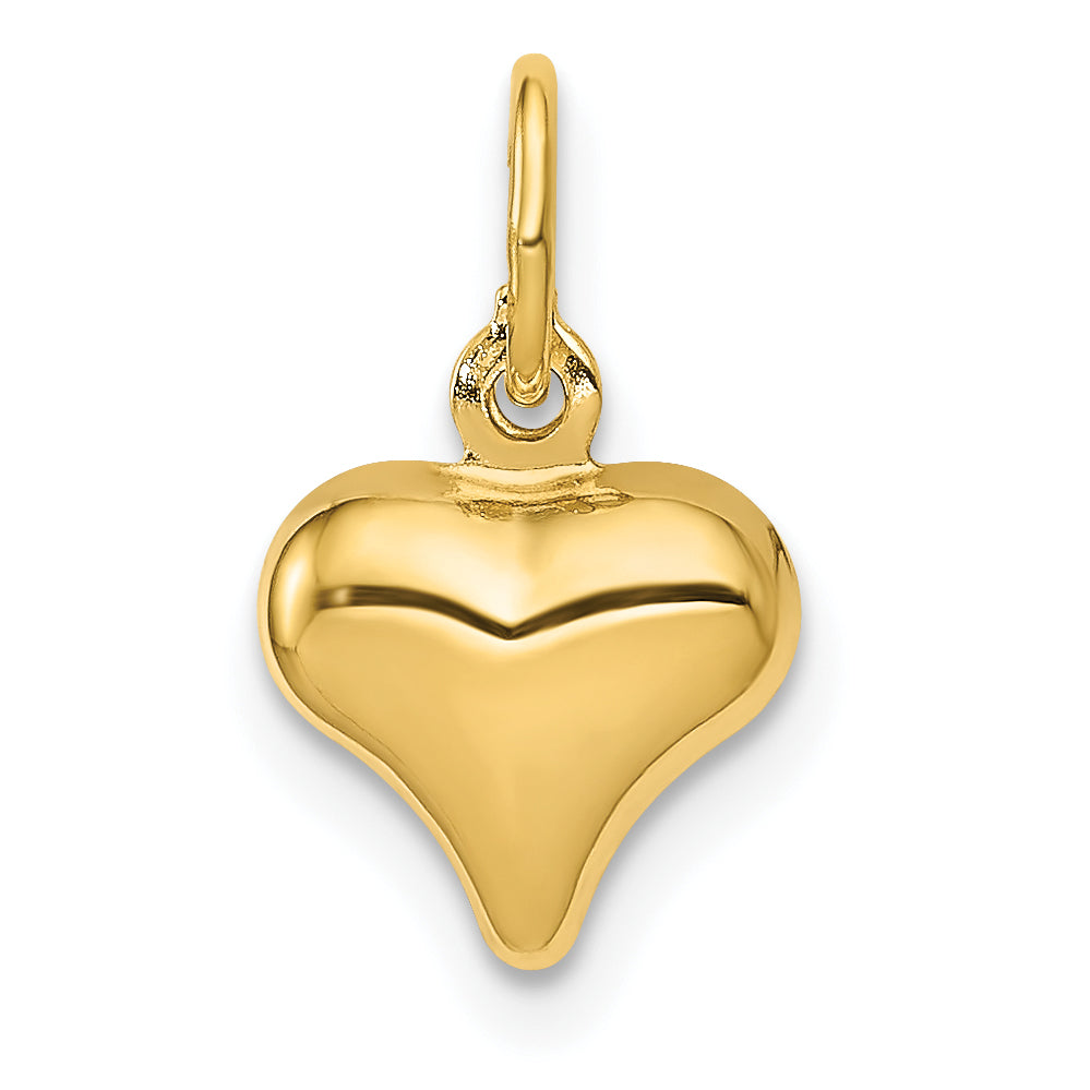 10K Polished 3-D Heart Charm