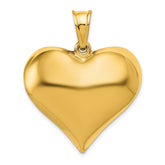 10K Polished 3-D Heart Pendant