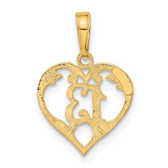 10k 13 in Heart Cut-out Pendant