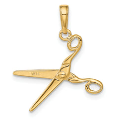10k 3-D Moveable Scissors Pendant