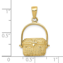 10k 2-D Large Nantucket Basket Pendant