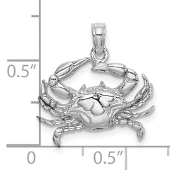 10K White Gold 2-D Blue Crab Charm
