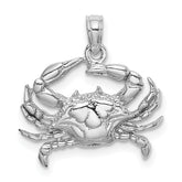 10K White Gold 2-D Blue Crab Charm