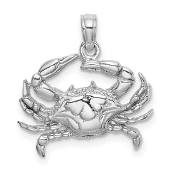 10K White Gold 2-D Blue Crab Charm
