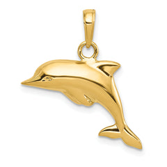 10k 3-D Dolphin Pendant