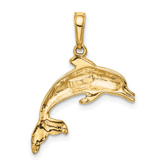 10K Dolphin Swimming Pendant
