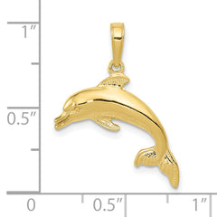 10K Dolphin Swimming Pendant