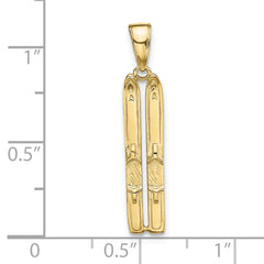 10k 3-D Snow Skis Pendant