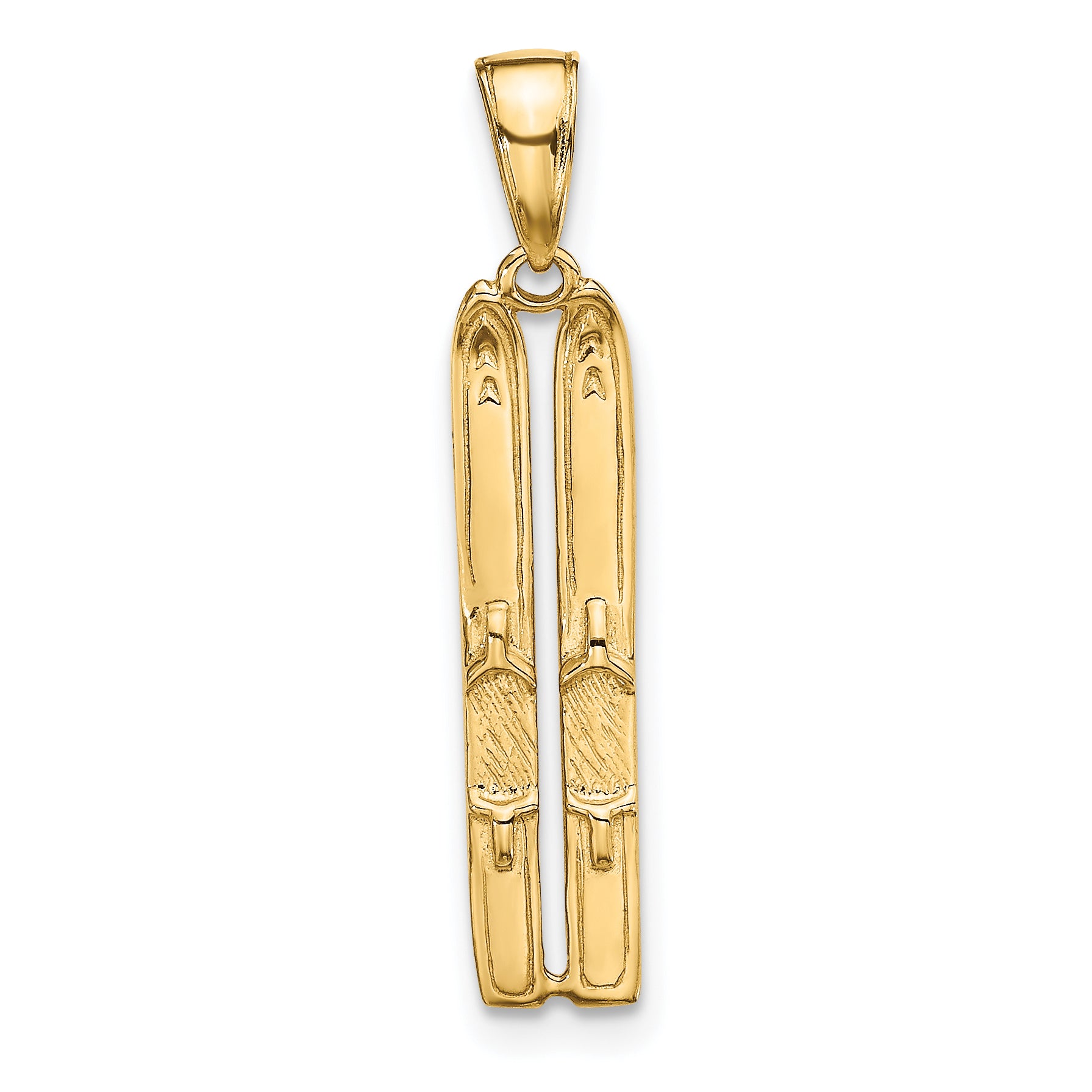 10k 3-D Snow Skis Pendant
