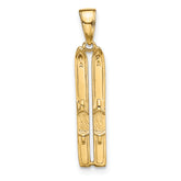 10k 3-D Snow Skis Pendant