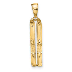 10k 3-D Snow Skis Pendant