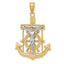 Mariner's Crucifix Pendant in 10K Two-Tone Gold, 35mm Diamond-Cut - Sophia Jewelers