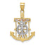 Mariner Crucifix Pendant in 10K Tri-Color Gold, 18mm - Sophia Jewelers