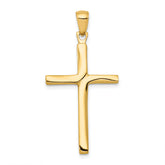 10K Polished Finish Accent Stick Cross Pendant