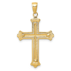 10K Two-tone Cross in Budded Yellow Cross Frame Pendant