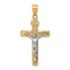 Block Lattice Crucifix Pendant in 10K Two-Tone Gold, 33mm Diamond-Cut - Sophia Jewelers
